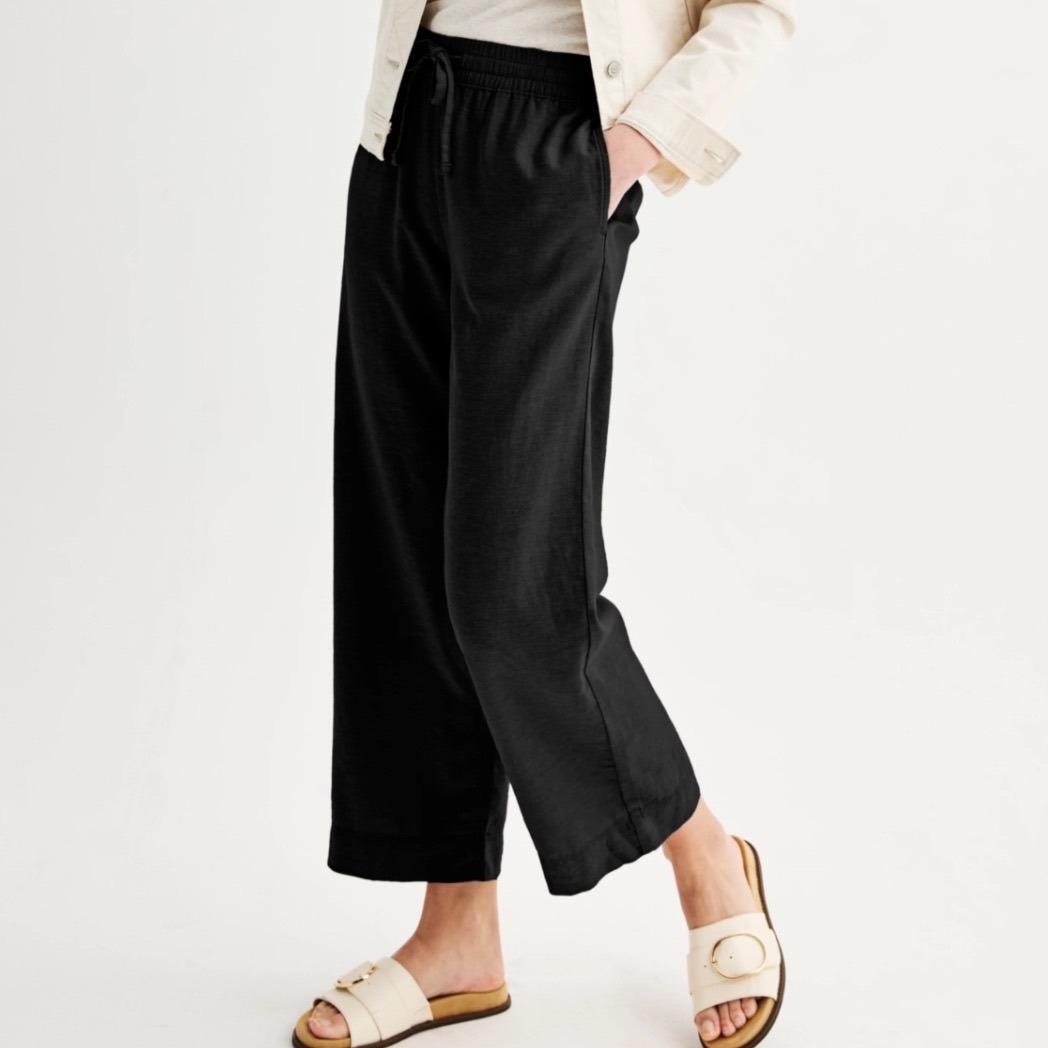 Linen Blend Black Sonoma Goods Womens Lightweight Wide Leg Crop Pants